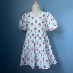 Janie and Jack White Dress with Pink Floral Pattern